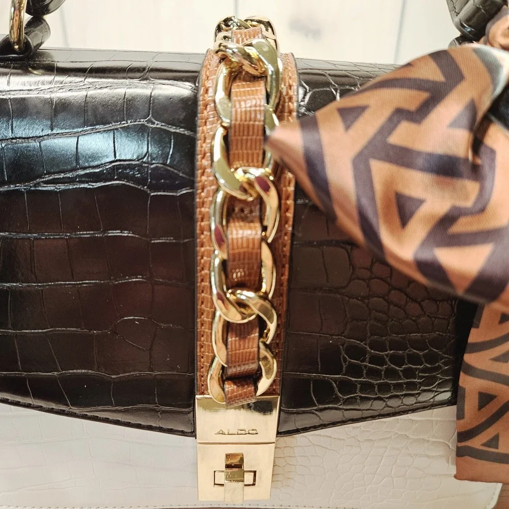 Aldo Handbag Satchel Croc‎ Embossed Adj Crossbody Strap Office Core Capsule
